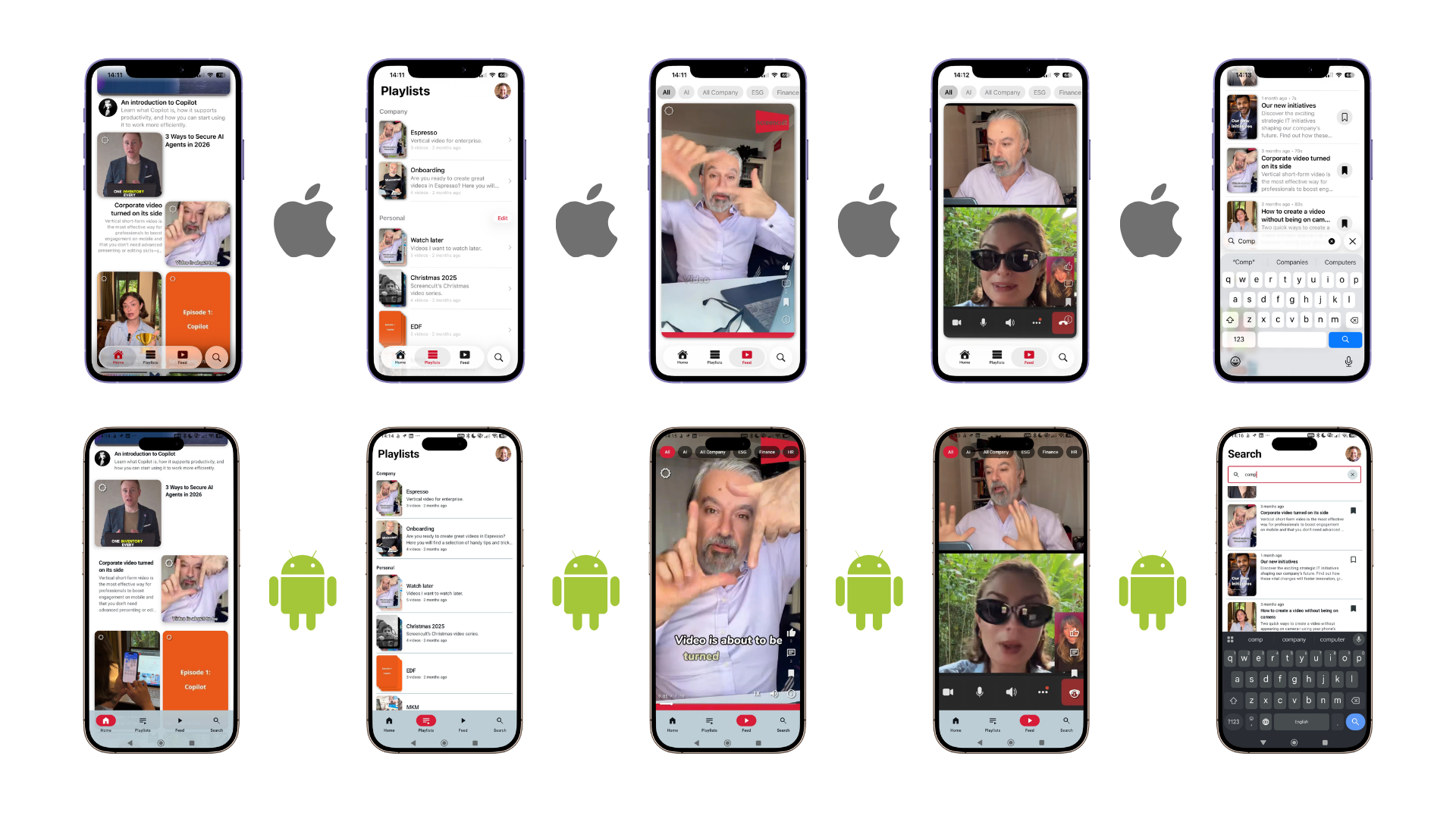 Espresso Engage mobile app running on iPhone and Android devices